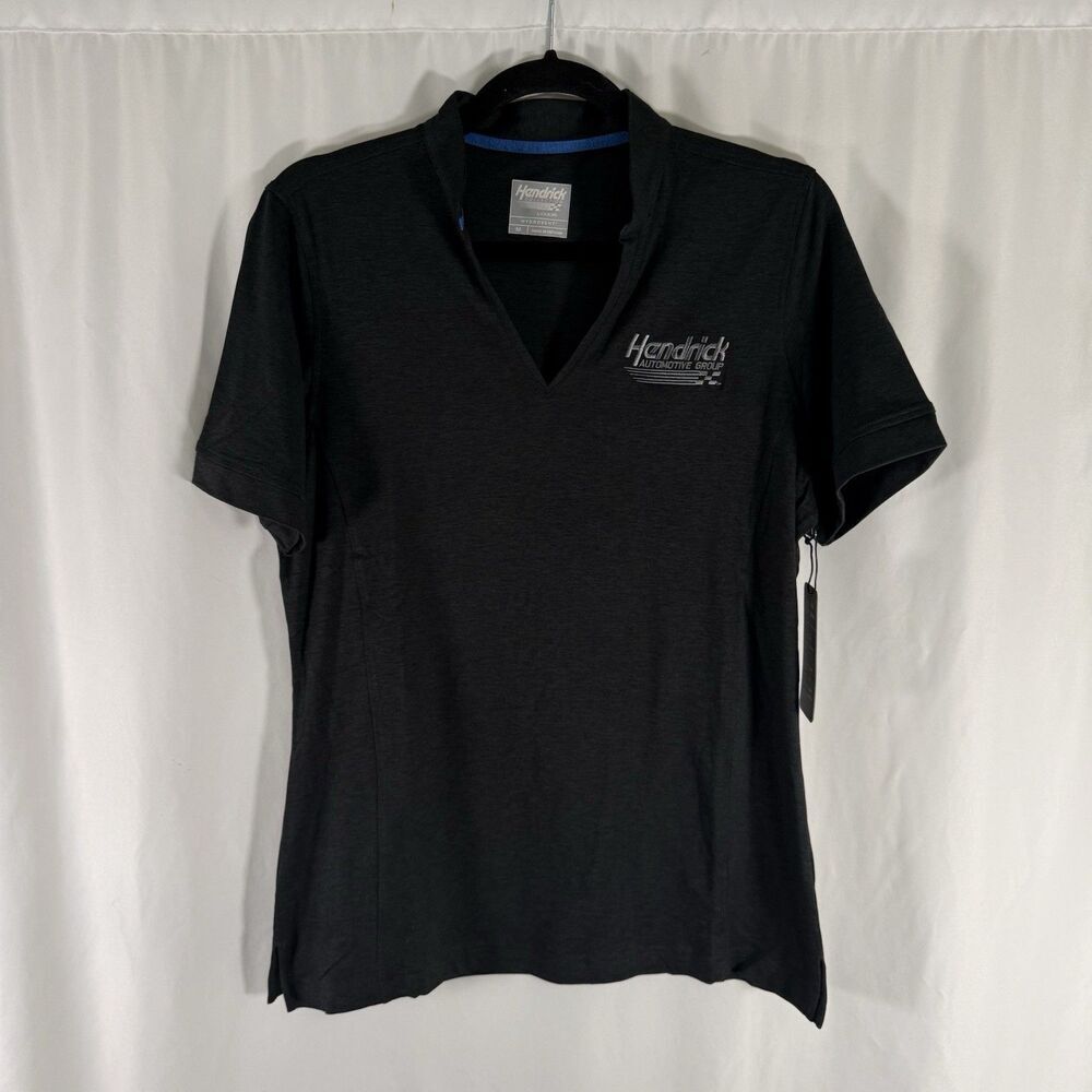 New Hendrick Automotive Work Shirt Women's Medium Black Heathered Short Sl Odbe